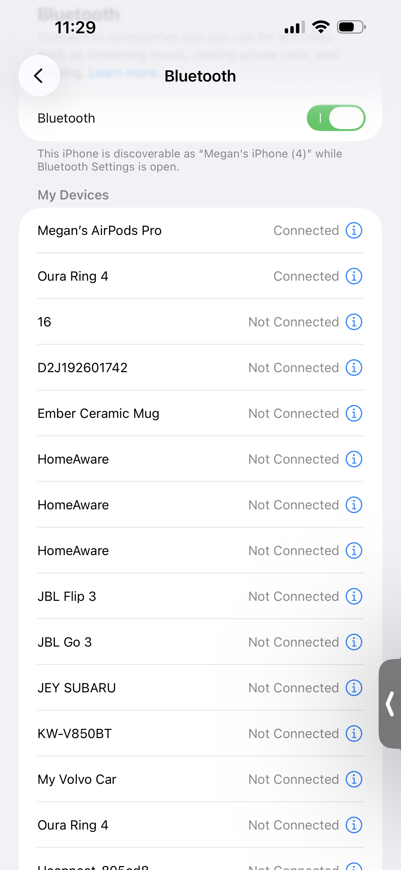 Open Bluetooth settings and select HomeAware